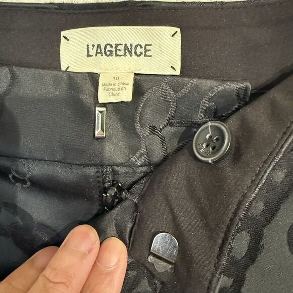L'AGENCE Rebel Black Chain Jacquard Straight Crop Pants Size 10 - Picture 2 of 12